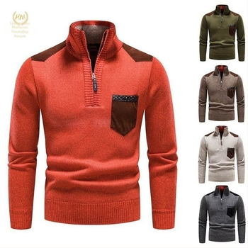 Εξωτερικό Εμπόριο Φθινοπωρινές και Χειμερινές Μπλούζες Ανδρικά Πουλόβερ με Στενή Γιακά και Πλεκτό Πουλόβερ από Πλεκτό Μαλλί Plus Fat Plus Size Μαλλί Μπλούζες