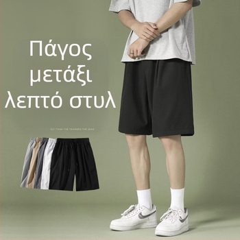Ανδρικά σορτς από μετάξι Ice Silk, καλοκαιρινά, μοντέρνα, off-top παντελόνια, φοιτητικά, χαλαρά, μεγάλα αθλητικά παντελόνια