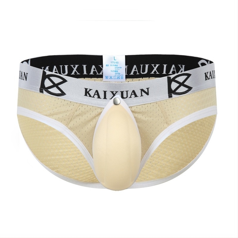 Ανδρικό σλιπ με χαμηλοκάβαλο και σέξι κύπελλο σε σχήμα U, ενισχυτική θήκη, ερωτικό ευρωπαϊκό και αμερικανικό στυλ, αναπνεύσιμο μετάξι πάγου