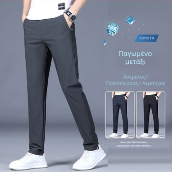 Ανδρικό παντελόνι Ice Silk casual, καλοκαιρινό, λεπτό, ίσιο, ανοιξιάτικο και καλοκαιρινό, υψηλής ποιότητας, γρήγορο στέγνωμα, παντελόνι Western, ανδρικό, ελαστικό