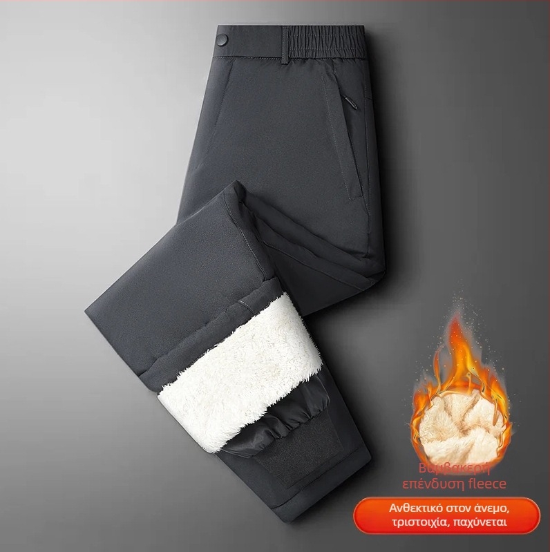 Χειμερινό παντελόνι M-7XL με επένδυση fleece για άνδρες, φθινοπωρινό/χειμωνιάτικο, ζεστό βαμβακερό παντελόνι από βελούδο αρνιού, φαρδύ, καθημερινό, χοντρό παντελόνι για τον μπαμπά, για εξωτερικές εμφανίσεις