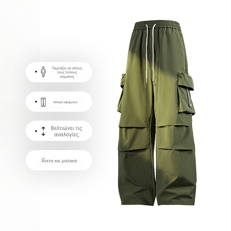 Παντελόνι αλεξιπτωτιστών Shake big explosion 2024 νέο φθινοπωρινό παντελόνι με σχοινί και δάχτυλα, υφαντό αθλητικό φόρμολ ανδρών σε στυλ Χονγκ Κονγκ