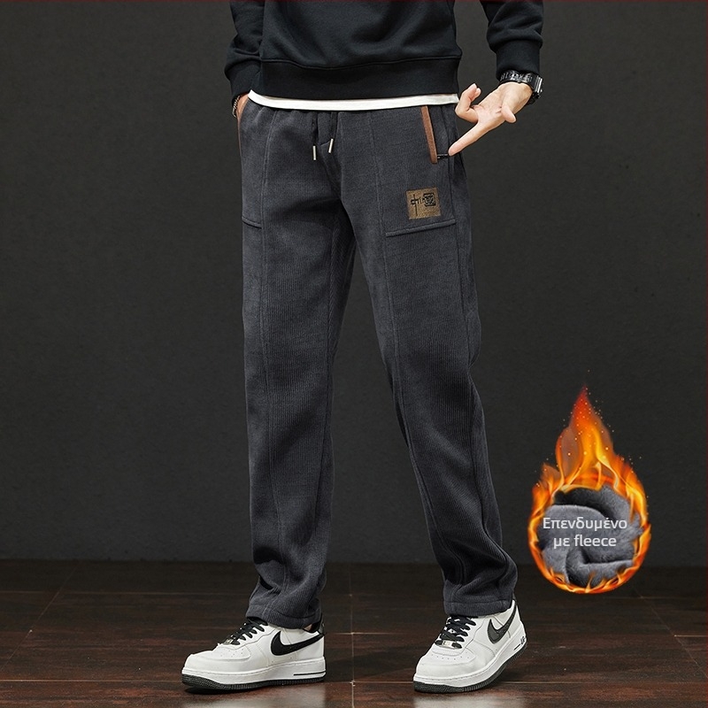 Ανδρικό Casual Παντελόνι Boao Velvet Loose Άνοιξη και Φθινόπωρο 2025, Νέο Μακρύ Παντελόνι, Ευρωπαϊκό Βαμβακερό Βελούδο, Ελαστικό, Αγορίστικο Παντελόνι Φόρμας