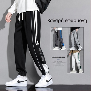 Βαριά Ανδρικά Παντελόνια για Άνοιξη και Φθινόπωρο, Μοντέρνα Μάρκα, Ριχτά Παντελόνια Φόρμας μέχρι τα Δάχτυλα, Φθινοπωρινό και Χειμερινό American Stripe Αθλητικά Casual Παντελόνια για Εφήβους
