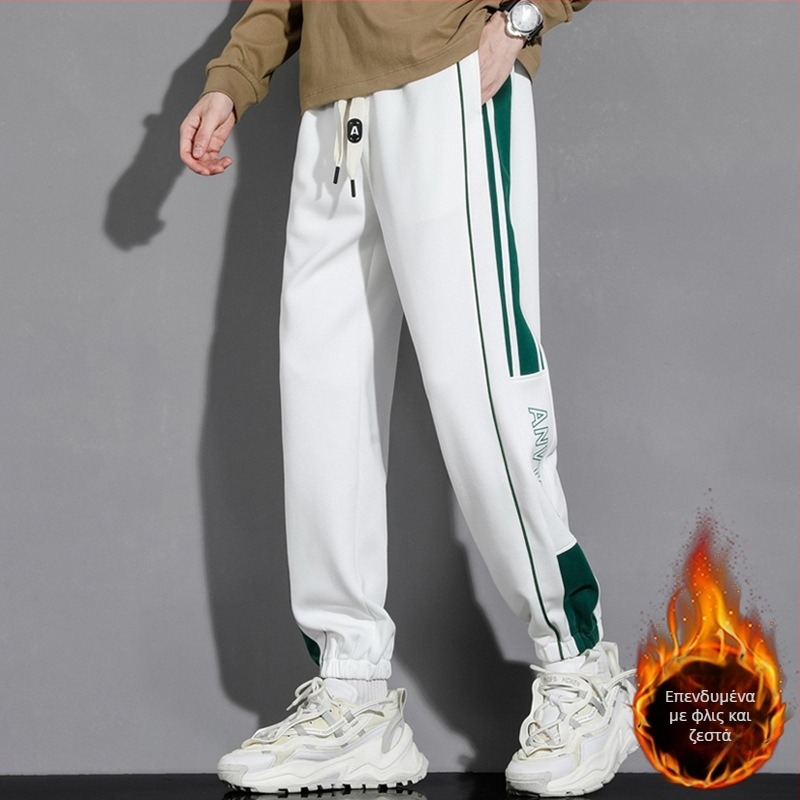 Βαριά Ανδρικά Παντελόνια για Άνοιξη και Φθινόπωρο, Μοντέρνα Μάρκα, Ριχτά Παντελόνια Φόρμας μέχρι τα Δάχτυλα, Φθινοπωρινό και Χειμερινό American Stripe Αθλητικά Casual Παντελόνια για Εφήβους
