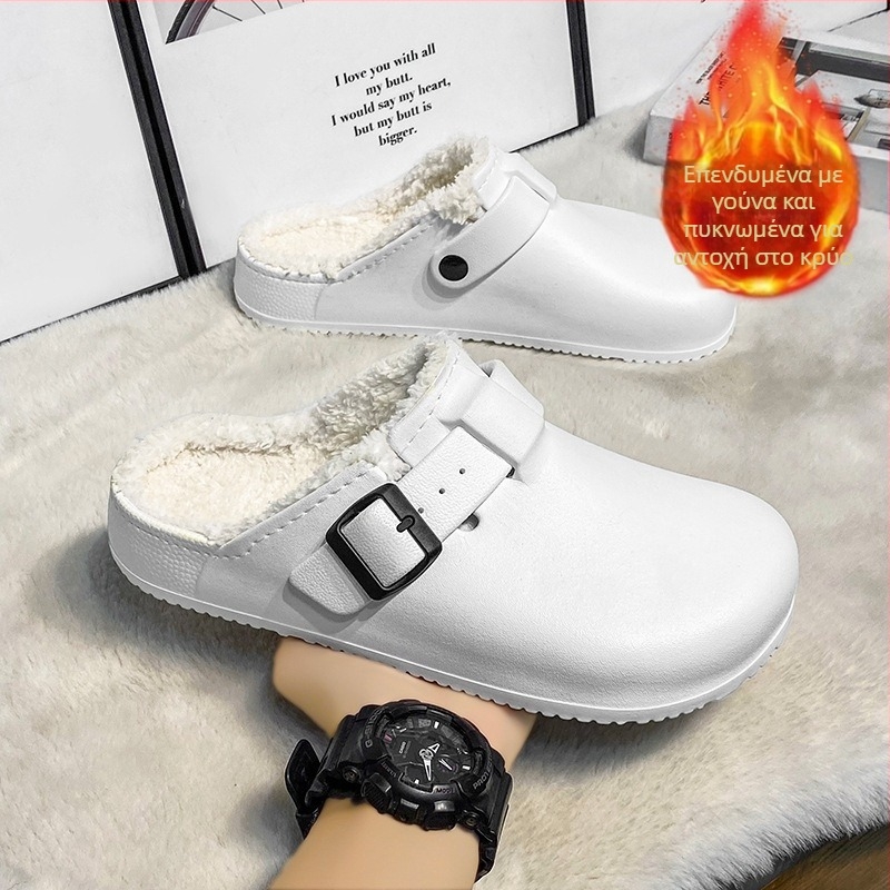 Παντόφλες από βαμβάκι εξωτερικού εμπορίου για άνδρες, χειμωνιάτικες ζεστές, εσωτερικού χώρου, βαμβακερές παντόφλες Birkenth Baotou για το σπίτι, απλές μάλλινες παντόφλες για το σπίτι