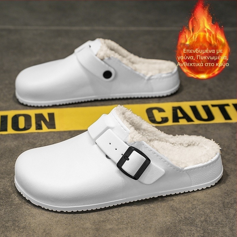 Παντόφλες από βαμβάκι εξωτερικού εμπορίου για άνδρες, χειμωνιάτικες ζεστές, εσωτερικού χώρου, βαμβακερές παντόφλες Birkenth Baotou για το σπίτι, απλές μάλλινες παντόφλες για το σπίτι