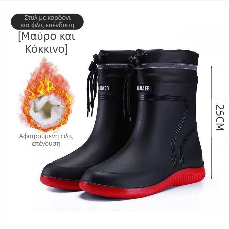 Ευρωπαϊκές και αμερικανικές μοντέρνες μπότες βροχής μέχρι τη μέση της γάμπας, ανδρικά παπούτσια νερού, χαμηλές μπότες βροχής, αδιάβροχες, αντιολισθητικές, λαστιχένιες μπότες κουζίνας, παπούτσια εργασίας για ψάρεμα, πλύσιμο αυτοκινήτων