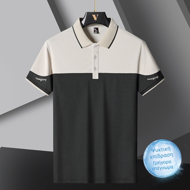 Καλοκαιρινό ανδρικό πόλο μπλουζάκι με κοντό μανίκι, Ice Silk Pique, λεπτό πέτο, μισό μανίκι, αθλητικό, casual, μοντέρνο, επώνυμα ρούχα για άνδρες