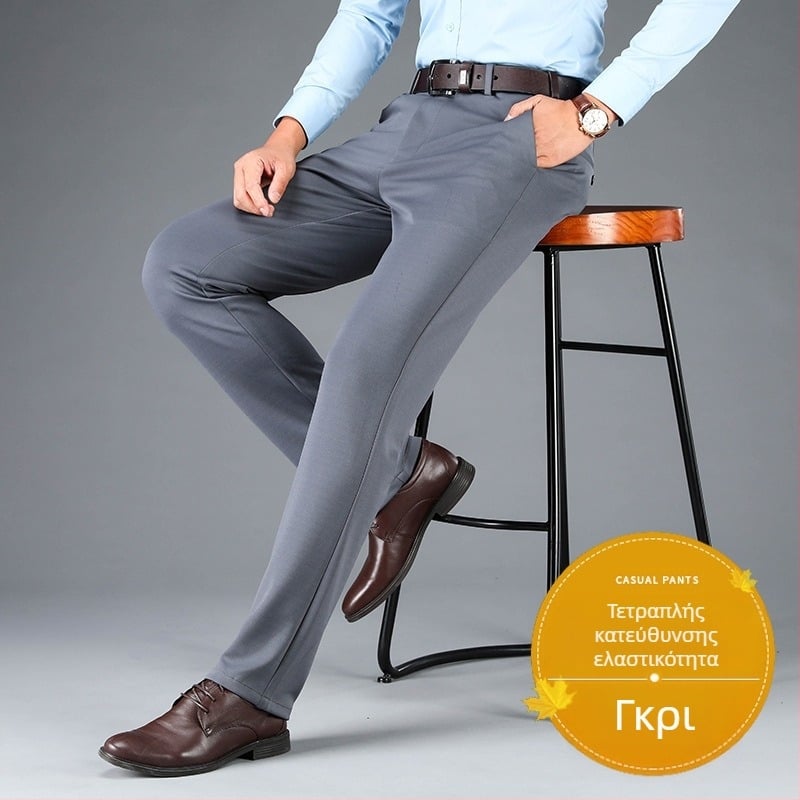 Ανδρικό παντελόνι Casual με λάστιχο και τετράπλευρο λάστιχο, μεγάλο μέγεθος, ίσιο, χαλαρό και χοντρό, για άνδρες, φθινοπωρινό και χειμωνιάτικο, χοντρό, επαγγελματικό παντελόνι
