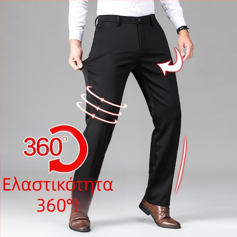 Ανδρικά παντελόνια Casual για Άνοιξη και Φθινόπωρο, Χοντρά, Υψηλής ποιότητας, Κεντημένα, Χωρίς Σιδέρωμα, Ζεστά παντελόνια με επένδυση fleece, Ίσια, Επαγγελματικά παντελόνια για Άνδρες