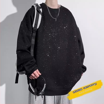 Φθινοπωρινά και Χειμερινά Φούτερ με Στυλ Κ, Μοντέρνα Φούτερ από Βελούδο για Άνδρες, Χαλαρά, Casual Φούτερ με Κουκούλα Baby's Breath για Άνδρες