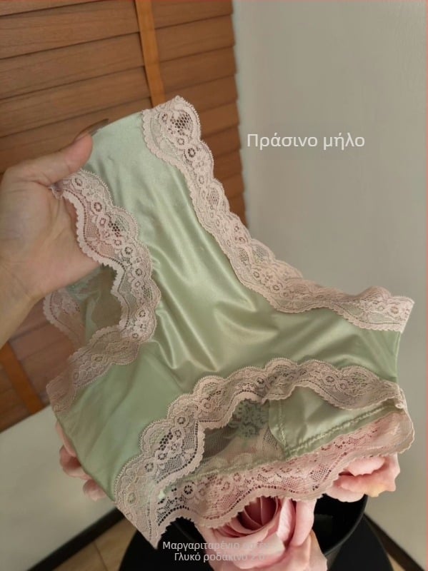 Σέξι Γυναικεία Εσώρουχα από Δαντέλα και Σατέν, Σέξι Hollow Pure Desire, Σλιπ με Δαντέλα και Φιόγκο από Βαμβάκι, Καβάλο