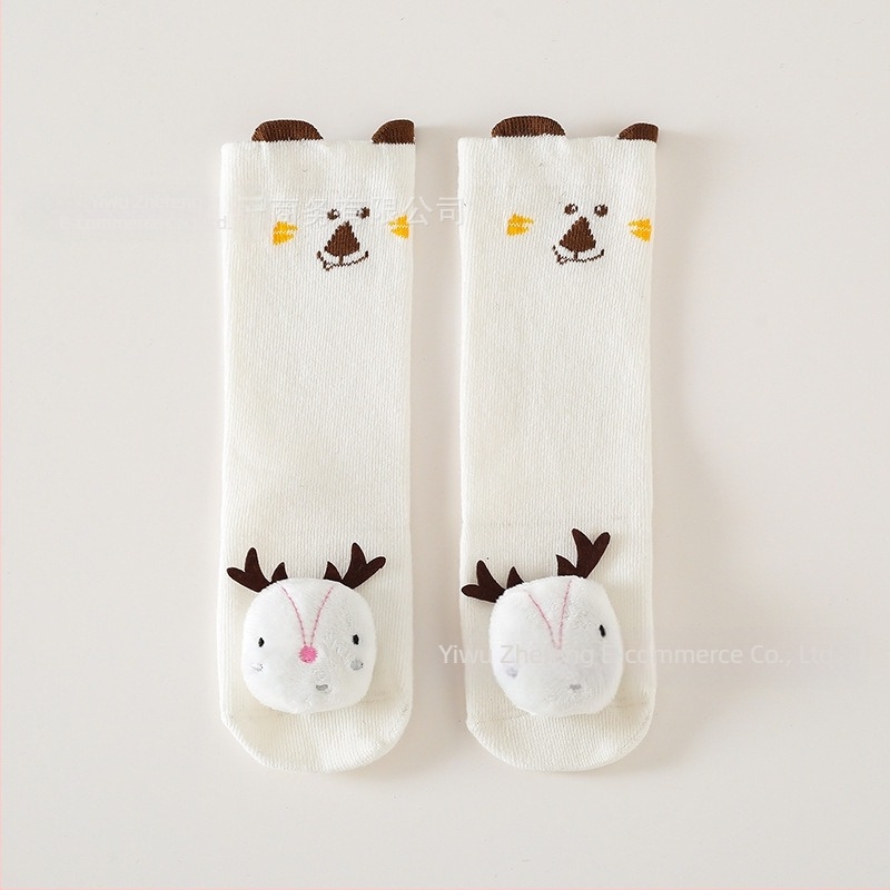 Παιδικές κάλτσες για αγόρια και κορίτσια, μακριές αντιολισθητικές κάλτσες για κούκλες, στερεοφωνικές βαμβακερές κάλτσες με σχέδια, προστατευτικές γόνατα για μωρά