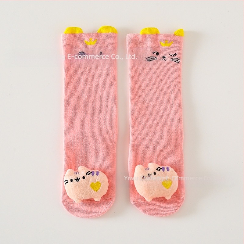 Παιδικές κάλτσες για αγόρια και κορίτσια, μακριές αντιολισθητικές κάλτσες για κούκλες, στερεοφωνικές βαμβακερές κάλτσες με σχέδια, προστατευτικές γόνατα για μωρά