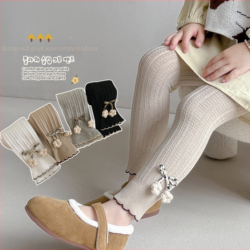 Παιδικά κολάν για κορίτσια, άνοιξη και φθινόπωρο, καλσόν με φιόγκο, μεγάλες κάλτσες μωρού, λεπτές παντελόνες, χονδρικής