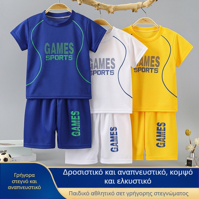 Νέα παιδική φόρμα μπάσκετ για αγόρια, καλοκαιρινή φόρμα γρήγορου στεγνώματος, γυναικεία, μωρά, μεσαίου και μεγάλου μεγέθους, αθλητική φόρμα με κοντό μανίκι