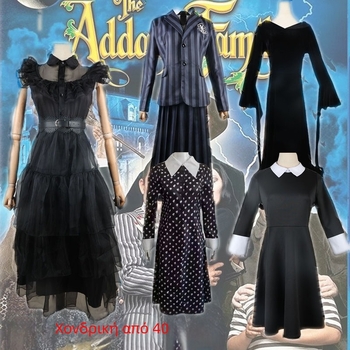 Spot Addams Family Cos Ρούχα Τετάρτη Μαύρο Φόρεμα Cosplay Halloween Σχολική Στολή Φόρεμα Κοστούμι