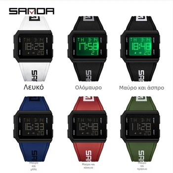 Sanda Aliexpress Δημοφιλές τετράγωνο ρολόι για άνδρες και γυναίκες Μονόχρωμο φωτεινό ηλεκτρονικό ρολόι για νέους πολυλειτουργικό εξατομικευμένο ρολόι