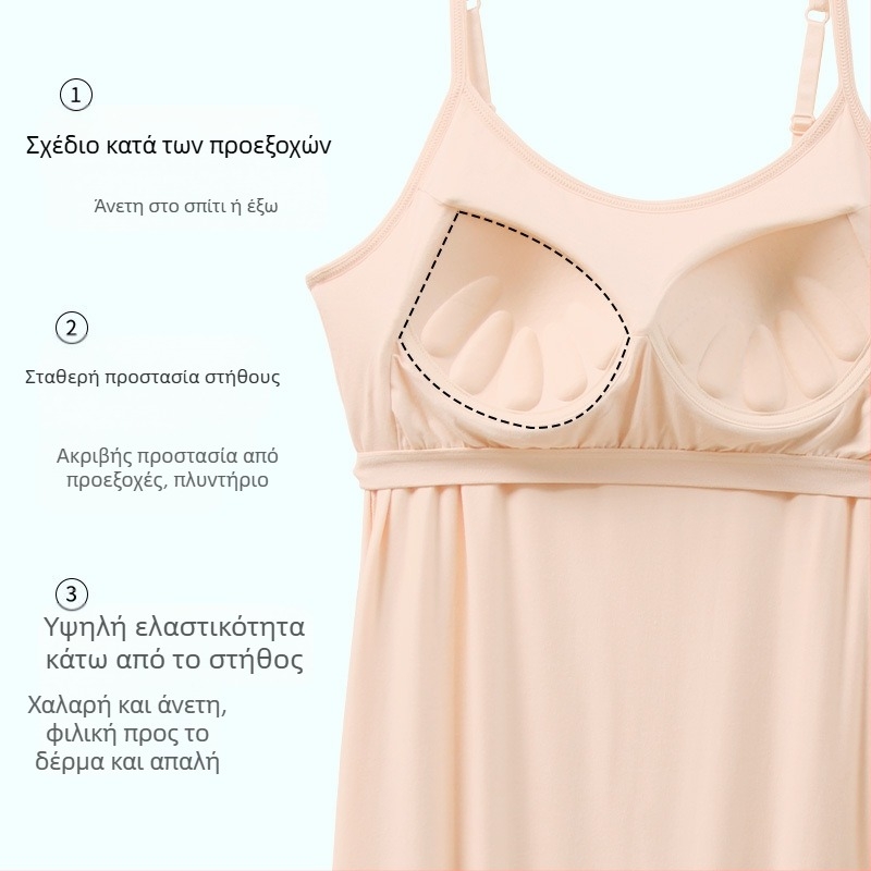 Νυχτικό γυναικών καλοκαιρινό χονδρικής modal με λουρί στήθους, μακριά φούστα λεπτή plus size, μπορεί να φορέσει πιτζάμες μια γενιά μαλλιών