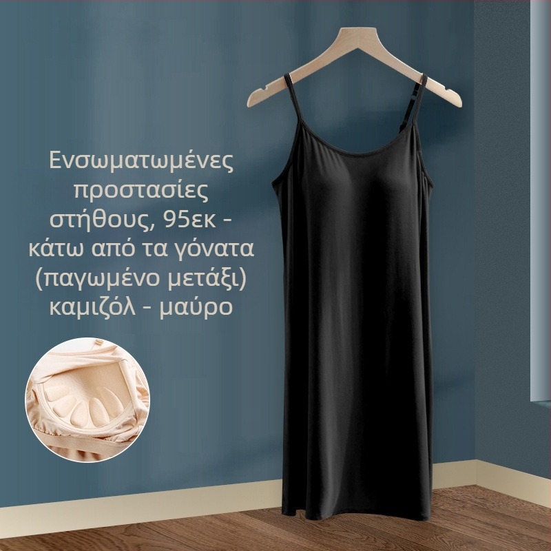 Νυχτικό γυναικών καλοκαιρινό χονδρικής modal με λουρί στήθους, μακριά φούστα λεπτή plus size, μπορεί να φορέσει πιτζάμες μια γενιά μαλλιών