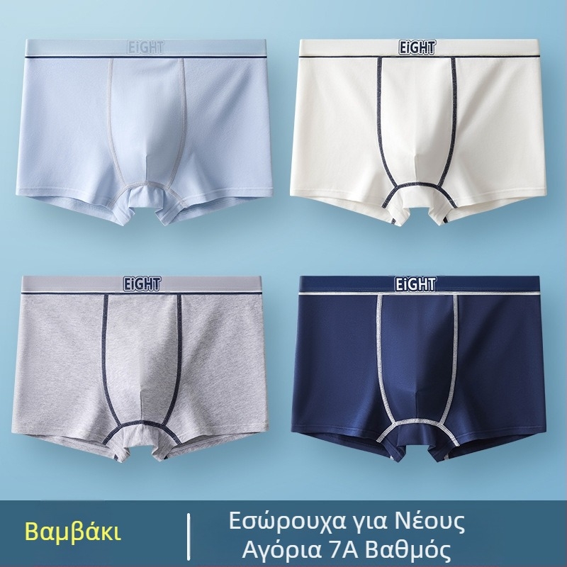 Νέα ανδρικά εσώρουχα από βαμβάκι, κατηγορίας Α, βαμβακερά μπόξερ, μεγάλα μεγέθη, μεσαία μέση, γρήγορο στέγνωμα, τέσσερις γωνίες, αναπνεύσιμο, ανδρικό εσώρουχο
