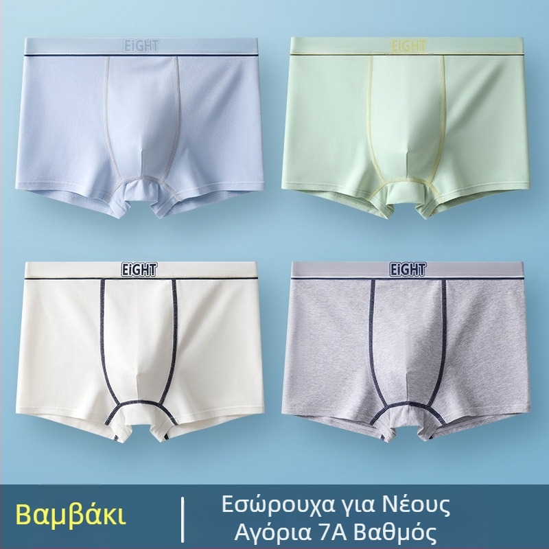 Νέα ανδρικά εσώρουχα από βαμβάκι, κατηγορίας Α, βαμβακερά μπόξερ, μεγάλα μεγέθη, μεσαία μέση, γρήγορο στέγνωμα, τέσσερις γωνίες, αναπνεύσιμο, ανδρικό εσώρουχο