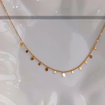 Γυναικείο κολιέ με τετράγωνη αλυσίδα κλείδας, άχρωμο, τιτάνιο-ατσάλι Super Flash, με σταγόνες νερού σε σχήμα αστραφτερού σταγόνες, στρογγυλό κολιέ