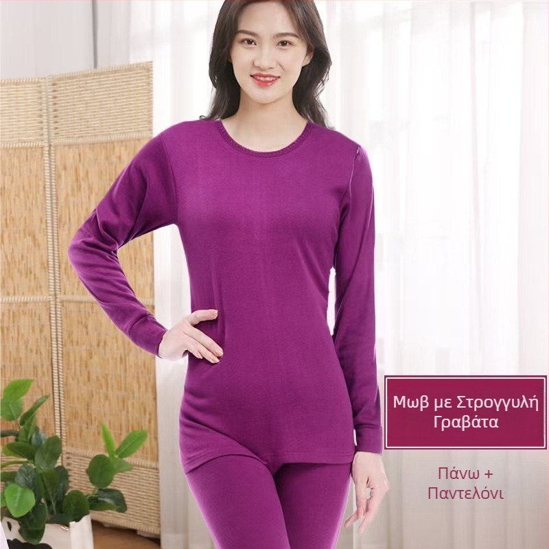 Σετ Ισοθερμικών Εσωρούχων για Άνδρες από Καθαρό Βαμβάκι για Φθινόπωρο και Χειμώνα, Γυναικεία Ισοθερμικά Εσώρουχα, Βαμβακερό Πουλόβερ, Πλεκτά, Πυκνωμένα για Ζεστασιά