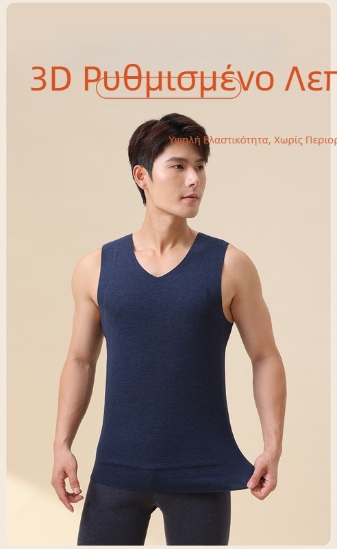 Νέο ανδρικό θερμικό γιλέκο τριών στρώσεων από μάλλινο μαλλί για το φθινόπωρο και το χειμώνα του 2024, χωρίς ραφή, με πάχος λείανσης