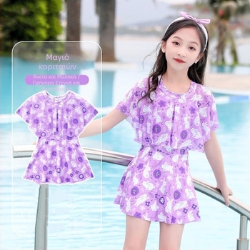 Παιδικό casual μαγιό για κορίτσια Καλοκαίρι 2024 Νέο στυλ Ολόσωμο μικρό, μεσαίου και μεγάλου μεγέθους παιδικό φόρεμα πριγκίπισσας για κορίτσια χαριτωμένο μαγιό