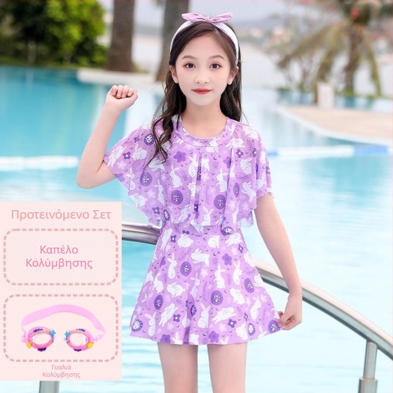 Παιδικό casual μαγιό για κορίτσια Καλοκαίρι 2024 Νέο στυλ Ολόσωμο μικρό, μεσαίου και μεγάλου μεγέθους παιδικό φόρεμα πριγκίπισσας για κορίτσια χαριτωμένο μαγιό