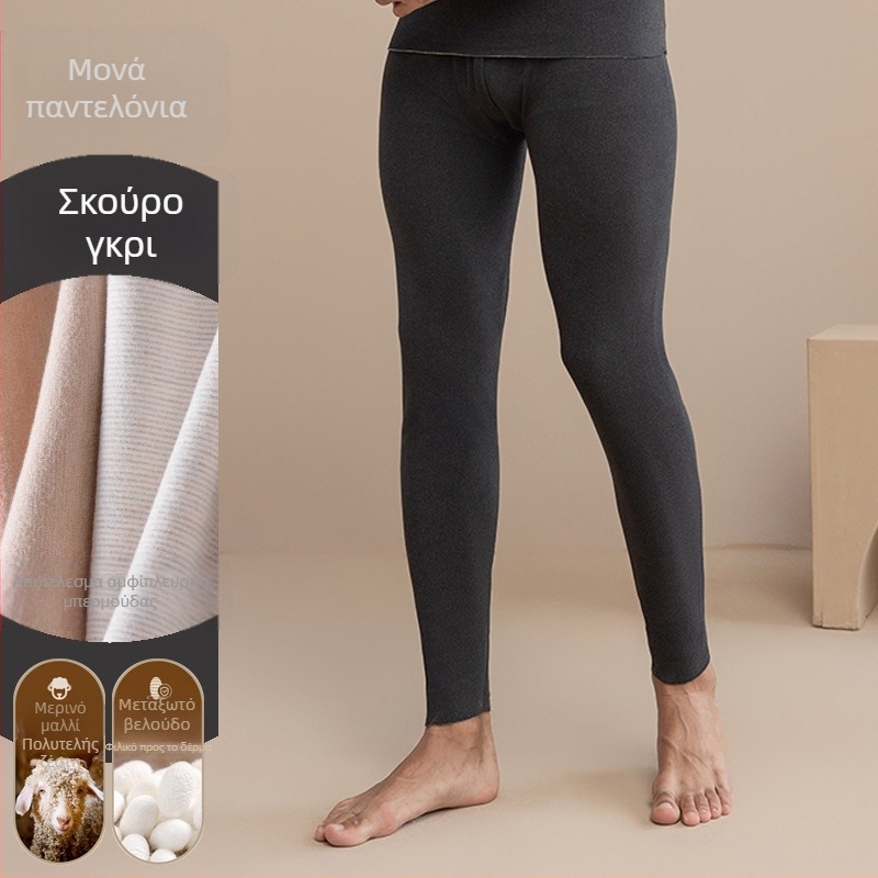 Φθινοπωρινό Παντελόνι Ανδρικό Ζεστό Παντελόνι Φθινοπωρινής και Χειμερινής Χρήσης, Φθινοπωρινό και Χειμερινό, Μαλλί, Μετάξι, Φλις Διπλής Όψης, Χοντρό Βάσης