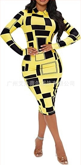 2022 Amazon AliExpress Νέο γυναικείο φόρεμα με στρογγυλή λαιμόκοψη και φλοράλ στάμπα, από την Ευρώπη και την Αμερική, για γυναίκες