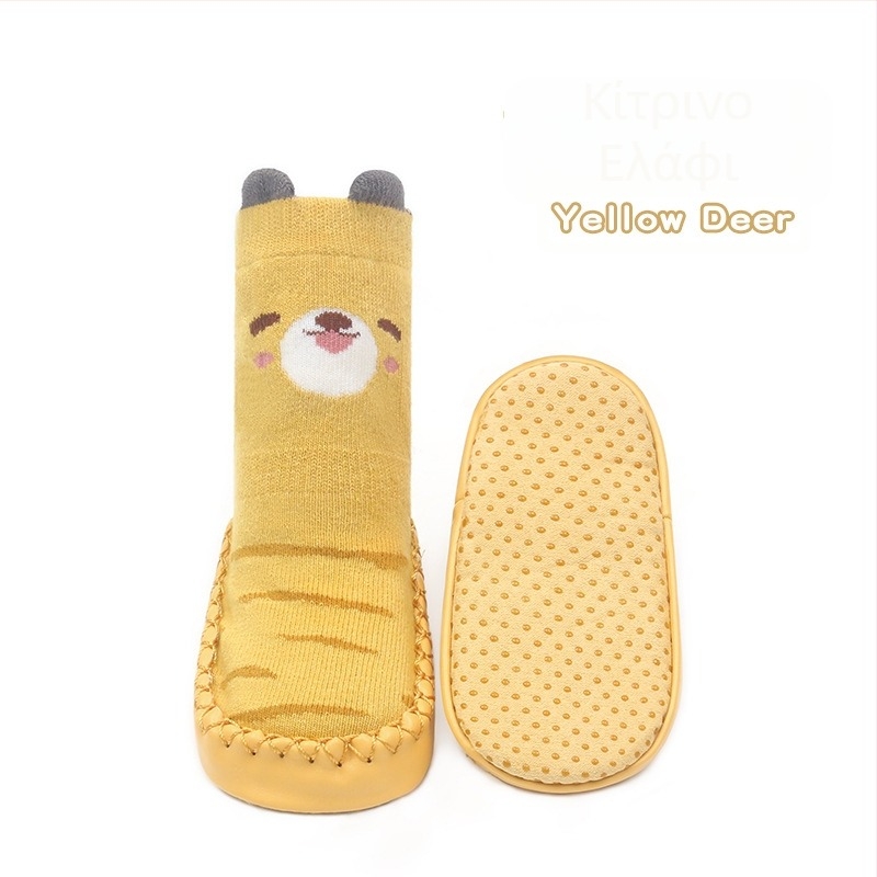 Κορεάτικα βρεφικά αντιολισθητικά παπούτσια, κάλτσες, παπούτσια, βρέφη και νήπια, κάλτσες δαπέδου με κόλλα, στερεοφωνικές κάλτσες με δερμάτινη σόλα κινουμένων σχεδίων