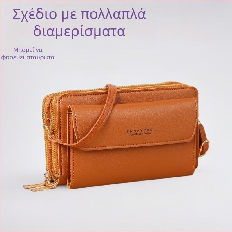 Νέα γυναικεία τσάντα crossbody 2025, μοντέρνα τσάντα ώμου σε κορεατικό στιλ, ευκολότερη για να ταιριάζει, μεγάλης χωρητικότητας, τσάντα κινητού τηλεφώνου με διπλό φερμουάρ, χονδρική