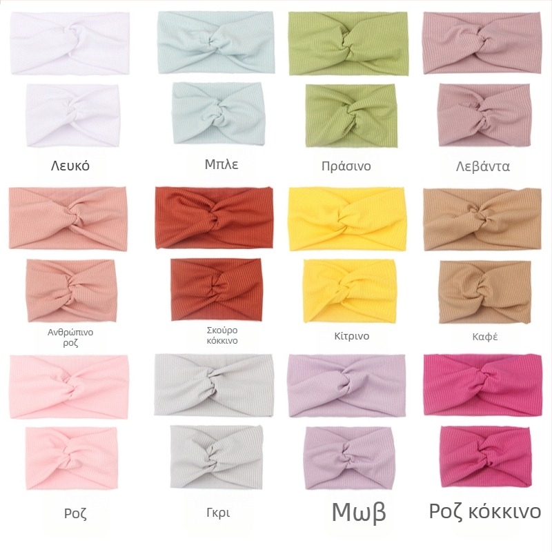 Ευρωπαϊκή και αμερικανική καλοκαιρινή νέα κορδέλα μαλλιών γονέα-παιδιού με μονόχρωμη σταυρωτή ρίγα, απαλή και άνετη, αξεσουάρ μαλλιών με κόμπους, δύο τεμαχίων