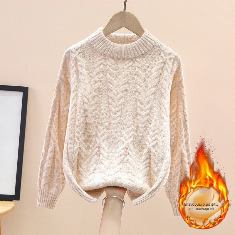 Ριγέ παιδικό πουλόβερ για αγόρια, μεσαίου και μεγάλου μεγέθους, χειμωνιάτικο πουκάμισο με επένδυση από φλις, παχύρρευστο κάτω μέρος για αγόρια, δυτικού τύπου, κορεάτικο στυλ, στρογγυλή λαιμόκοψη