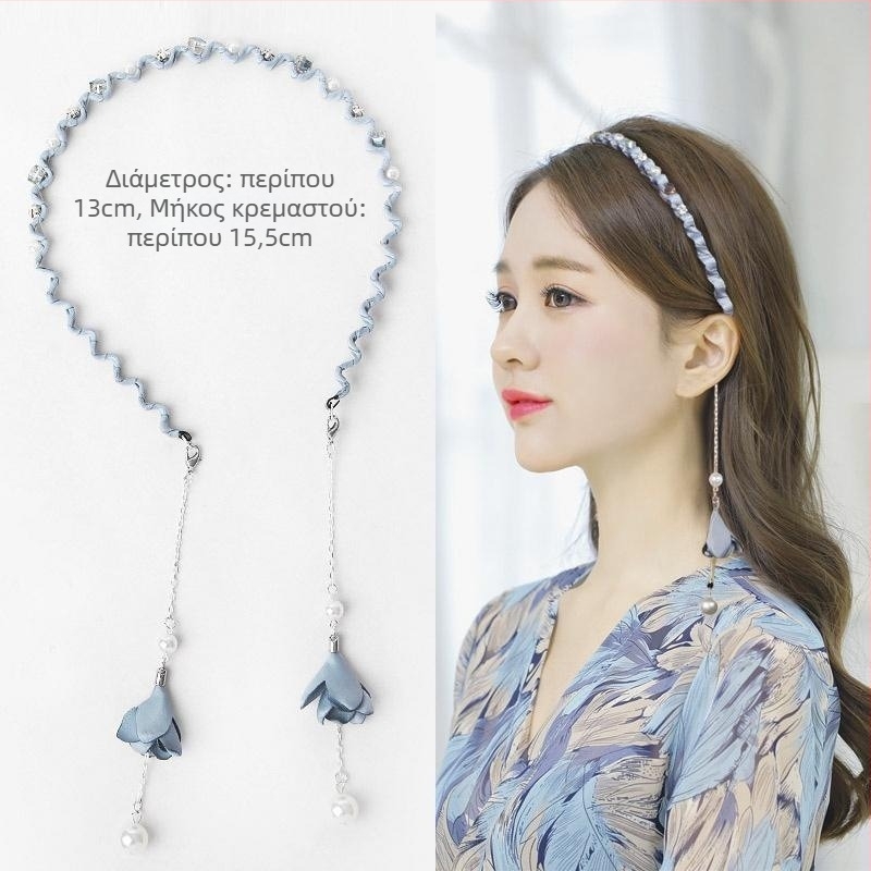 Κορδέλα με φούντα και μενταγιόν για γυναίκες Φθινόπωρο και Χειμώνας Ψεύτικα σκουλαρίκια κορδέλα για το κεφάλι Νεράιδα Δάσος Στυλ Σούπερ Νεράιδα Φουρκέτα Μαλλιών Πίσω Κρεμαστή Τρύπα Μαλλιών