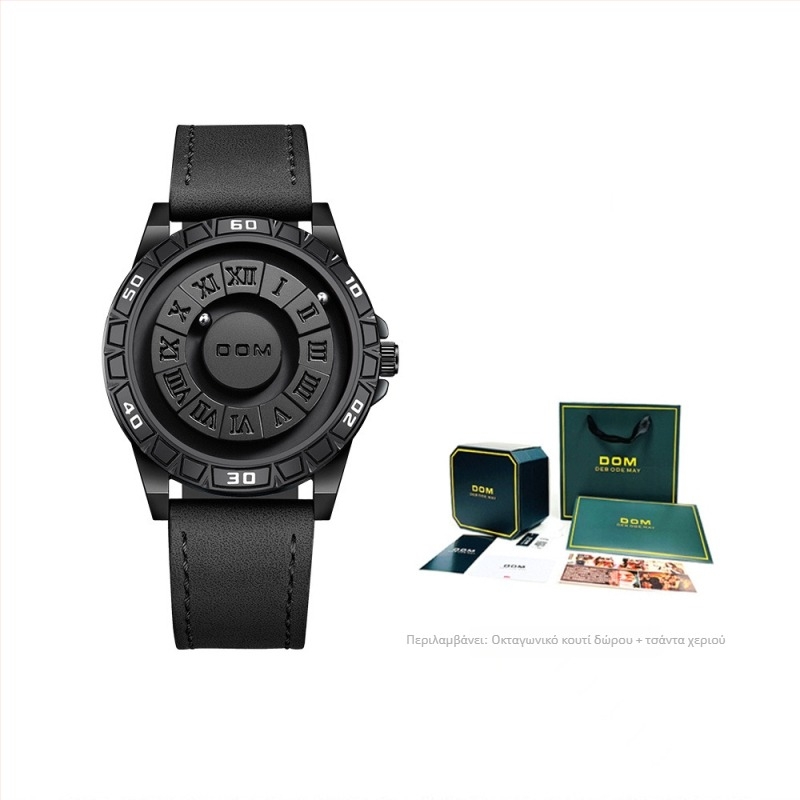 Ανδρικό ρολόι Dom Magnetic Floating Ball Creative Personality Concept, αδιάβροχο, μοντέρνο ρολόι χειρός με πλωτό σχεδιασμό
