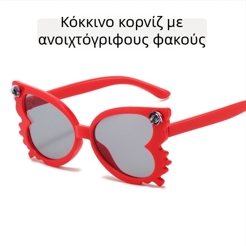 Χαριτωμένα γυαλιά ηλίου μωρού με λουλούδια, γυναικεία μόδα, παιδικά γυαλιά ηλίου σε χρώμα καραμέλας, μοντέρνα διακοσμητικά γυαλιά ηλίου για παιδιά σε σχήμα πεταλούδας