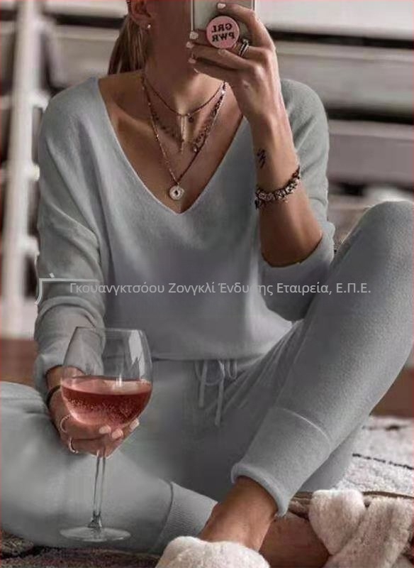 Διασυνοριακός ανεξάρτητος σταθμός εξωτερικού εμπορίου 2020 φθινόπωρο και χειμώνας νέα 4χρωμη λεπτή ελαστική πιτζάμα ρούχα για το σπίτι δύο τεμαχίων τώρα