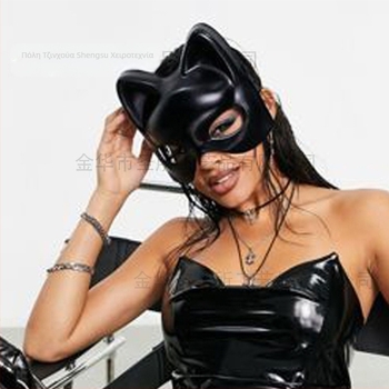 Μάσκα Cross Border για κορίτσια με καυτή εμφάνιση για το Halloween Μάσκα Black Panther Μαύρη μάσκα γάτας Μάσκα γάτας με δαντέλα Μάσκα γάτας με πούλιες