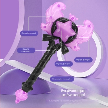 Διασυνοριακό νέο μαγικό ραβδί από πάγο μικρή πριγκίπισσα μαγικό ήχο και φως επαγωγής νεράιδα κορίτσι φωτεινό ραβδί παιχνίδι παιδική μεταμόρφωση