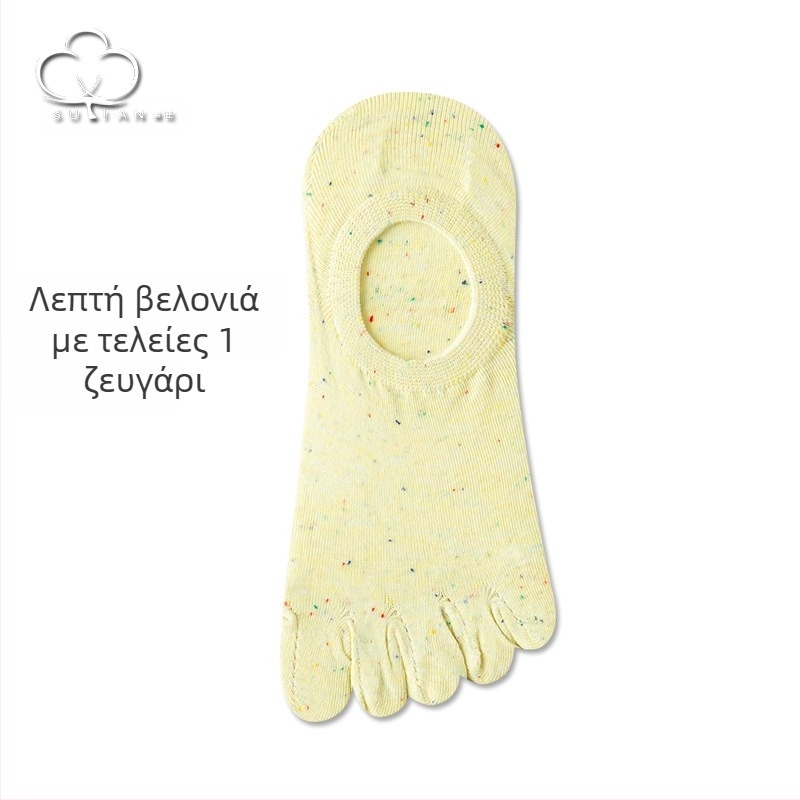 Κάλτσες με πέντε δάχτυλα από νήματα με κουκκίδες, λεπτές καλοκαιρινές κάλτσες για γυναίκες, κάλτσες για βάρκα, κάλτσες με ρηχό στόμα, αόρατες κάλτσες σε ιαπωνικό στιλ, χαριτωμένες κάλτσες με βαμβακερά δάχτυλα