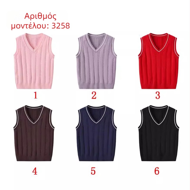 Φθινοπωρινά και Χειμερινά Νέα Πλεκτά με V Λαιμό για Άνδρες και Γυναίκες, Μεσήλικες και Μεγάλα Παιδιά, Μοντέρνα Preppy Αμάνικα Πλεκτά Μπλούζες με Σχέδιο Κάνναβης Χονδρική