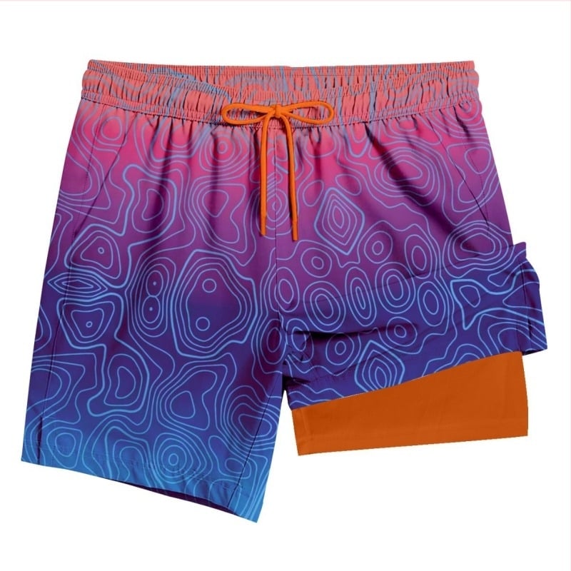 Διασυνοριακά δημοφιλή ανδρικά παντελόνια παραλίας με λεπτό, γρήγορο στέγνωμα σε ντεγκραντέ σχέδιο που μπορούν να εισέλθουν στο νερό, σορτς Aach τεσσάρων τετάρτων, διπλής στρώσης παραλίας
