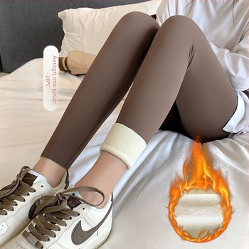 Κολάν από δέρμα καρχαρία από βελούδο αρνιού για γυναίκες, για να φορούν ως πανωφόρι τον χειμώνα, με φλις επένδυση και πυκνωτικό, ελαστικό παντελόνι γιόγκα Barbie με αδυνατιστική εμφάνιση, που δεν φουσκώνει.