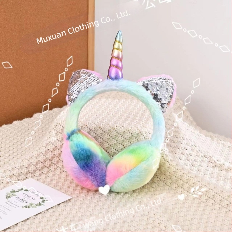 Ζεστές ωτοασπίδες για παιδιά Unicorn, χειμωνιάτικες, κρύες, απομιμήσεις ωτοασπίδων κουνελιού, αναδιπλούμενες ωτοασπίδες spot χονδρικής