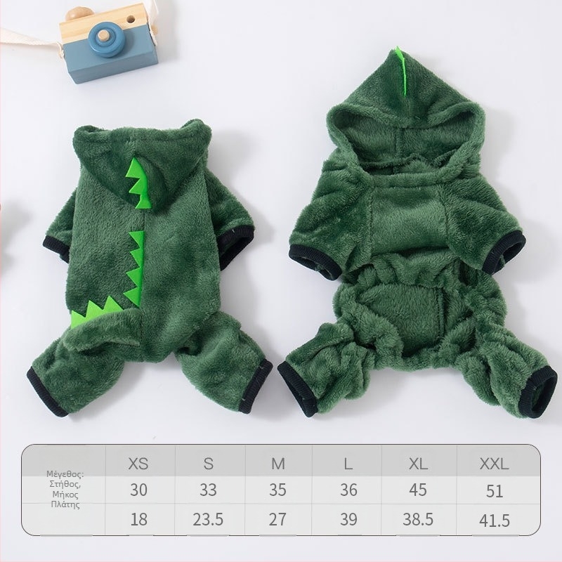 Ρούχα για κατοικίδια σε διασυνοριακό επίπεδο Φθινόπωρο και Χειμώνας Ρούχα για σκύλους από κοραλί φλις Ρούχα για μεταμόρφωση δεινοσαύρων Γάτα Μικρόσωμος σκύλος Ρούχα γενικής χρήσης